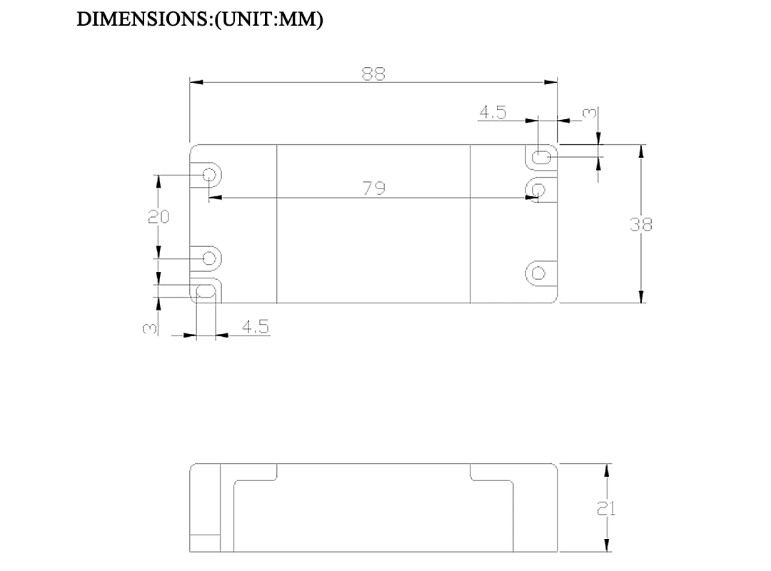 Size of 12v 80w constant voltage led driver